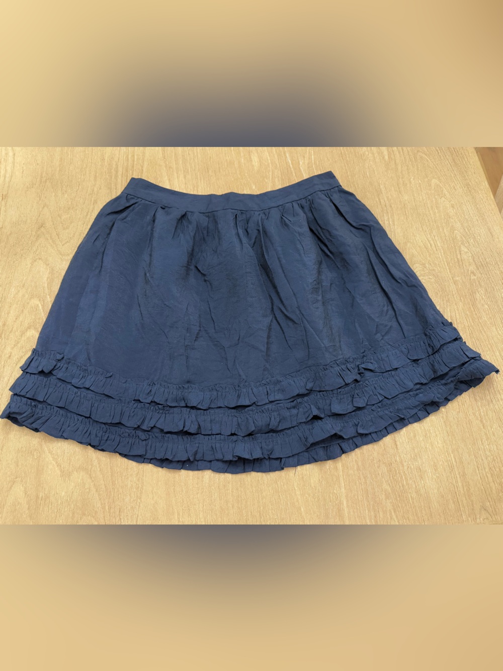 Downeast Basics Navy Blue Tiered Ruffle Flounce Mini Skirt - Size L